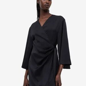 H&M Black Long Sleeve Wrap Dress